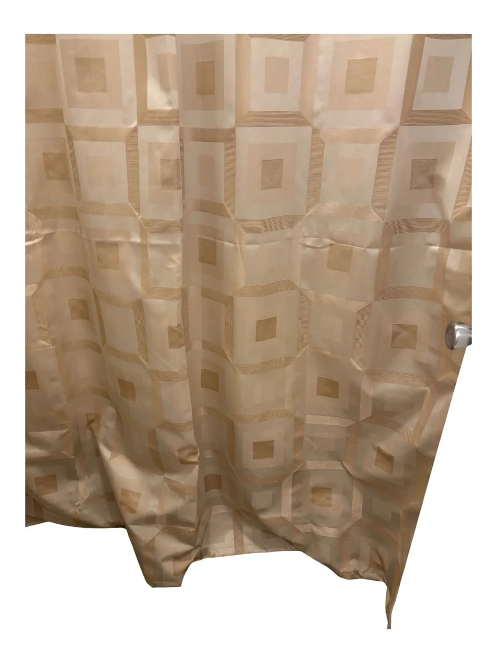 Croscill Home Metro Metal Gold Shower Curtain Geometric Shiny Squares Fabric